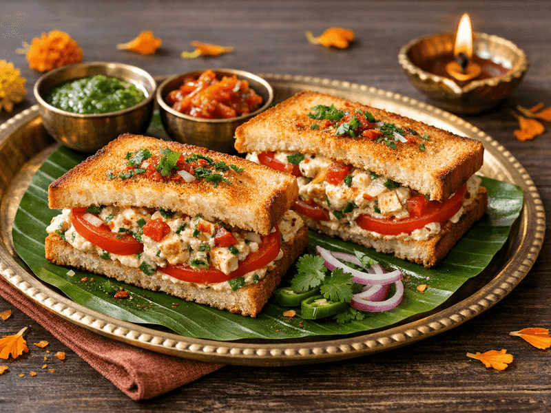 2 Dahi Sandwich with Tofu and Tomato