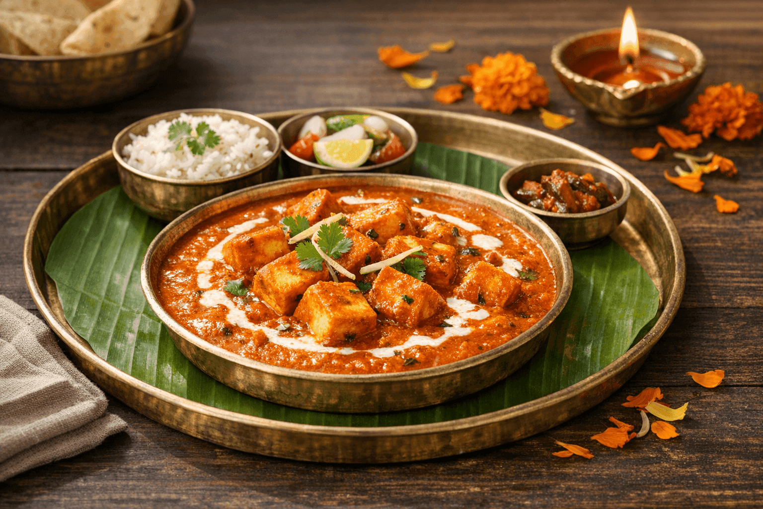 Indian meal bowl with rice and curry