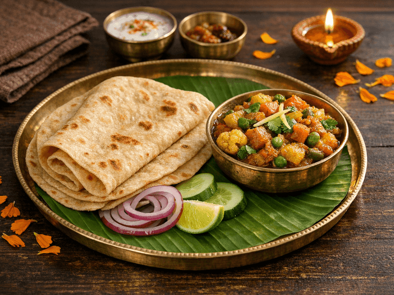 Chapathi with Mixed Vegetable Sabzi
