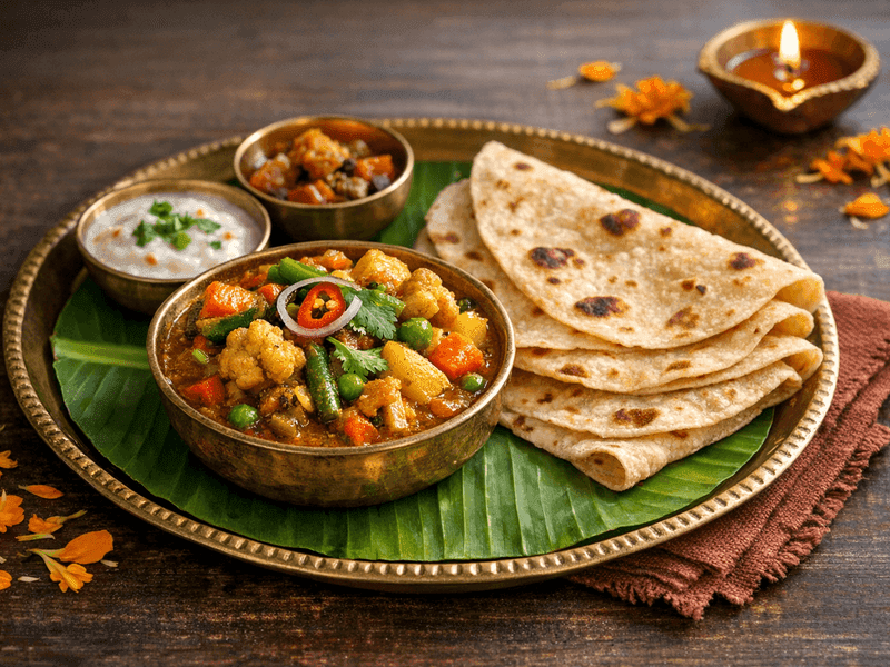 Vegetable Curry with Roti